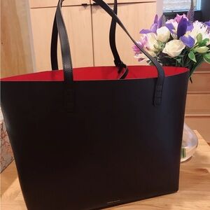 Mansur Gavriel Black Tote with Red Interior